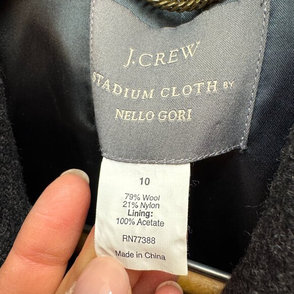 JCREW Wool Gray Peacoat Blue Stadium Cloth Nello Gori Vintage Double Breasted - Picture 5 of 5